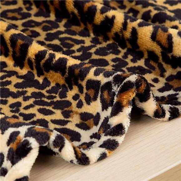 Flannel Fleece Throw Blanket for Couch Leopard Print Blanket Lightweight Fuzzy - Picture 5 of 7
